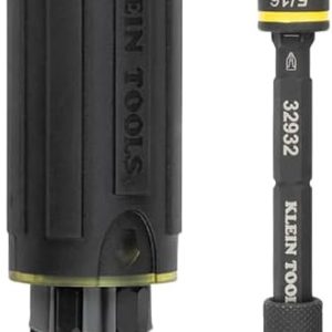 Klein Tools 32516HD KNECT 16-in-1 Impact-Rated Hybrid Screwdriver/Nut Driver, Magnetic, Flip Socket, 11 Bits, 2 Nut Drivers, 3/8-Inch Square Adapter