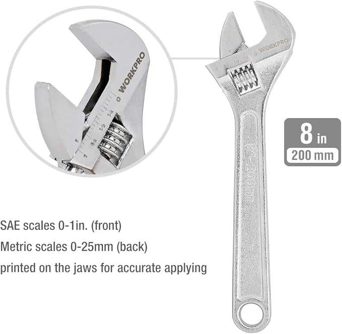 WORKPRO Large Pliers & Wrench Set 6-Piece (10" Water Pump, 10" Slip Joint, 8" Long Nose, 8" Linesman, 6" Diagonal, 8" Adjustable Wrench) for DIY & Home Use, W001329A - Image 2