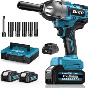 Cordless Impact Wrench 1/2", 1600N.m (1200ft-lbs) High Torque Brushless Impact Gun, 21V 3800RPM Power Impact Wrenches, Electric Impact Driver with 2x 4.0Ah Battery for Car Tire Truck RV Mower