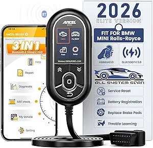 (Upgraded BD310)ANCEL BD330 for BMW Scanner Diagnostic Tool,Battery Registration Tool with EPB/Oil/Throttle Reset,3-in-1 Bluetooth Wired HUD OBD2 Scanner for BMW/MINI/Rolls-Royce,Free Lifetime Update